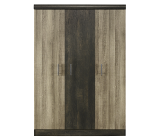 Aspen 120cm 3 Door Robe, Rough Swan Grey & Graphite Black