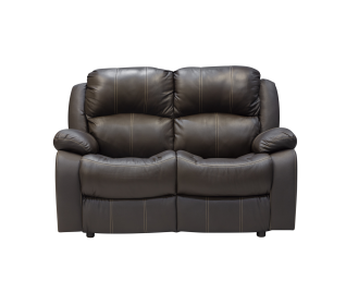 Lotus 2 Seater Couch in Leather Uppers, Brown