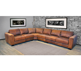 Ohio 4 Piece Lounge Suite in Full Leather, Andes Spice