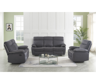 Christos 3 Piece Lounge Suite in Fabric, Grey