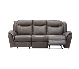 Trent 3 Seater Reclining Couch with Drop Down Tray, Brown