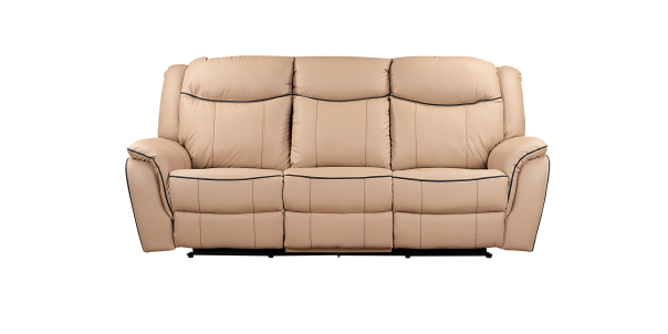 Trent 3 Seater Reclining Couch with Drop Down Tray,, Beige