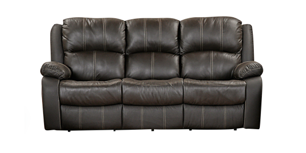 Lotus 3 Seater Reclining Couch in Leather Uppers, Brown