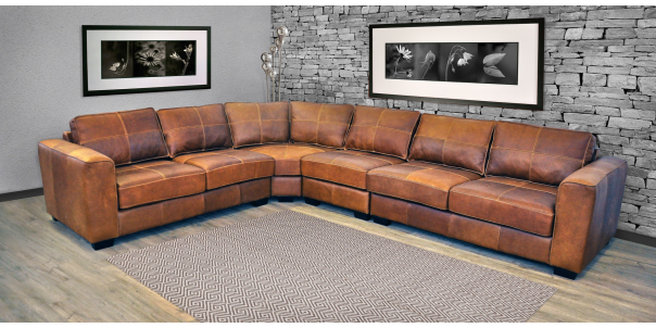 Ohio 4 Piece Lounge Suite in Full Leather, Andes Spice